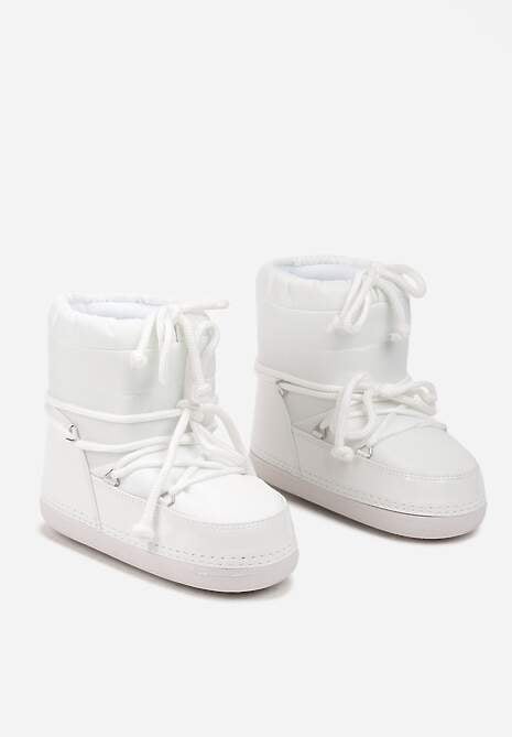 Białe Ściągane Płaskie Śniegowce ze Sznurowaniem Ciariel 5