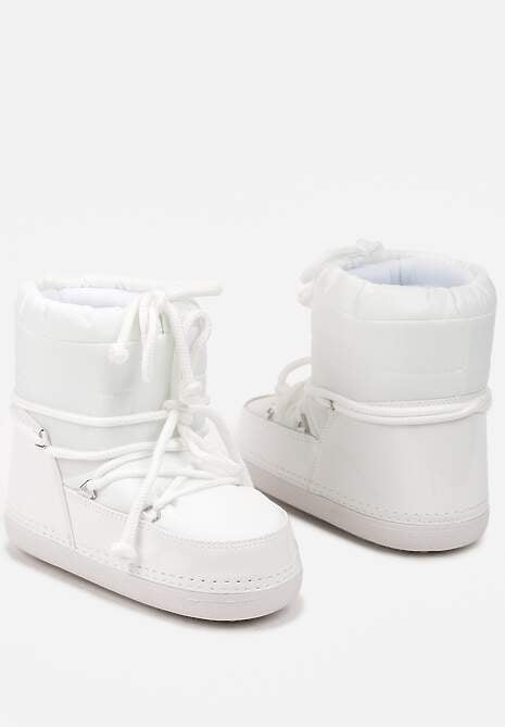 Białe Ściągane Płaskie Śniegowce ze Sznurowaniem Ciariel 6