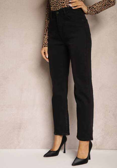 Czarne Jeansy High Waist z Szerokimi Nogawkami Daitharia 4