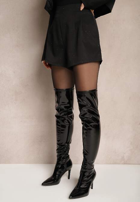 Czarne Szorty o Klasycznym Kroju High Waist z Wsuwanymi Kieszeniami Tialuna 4