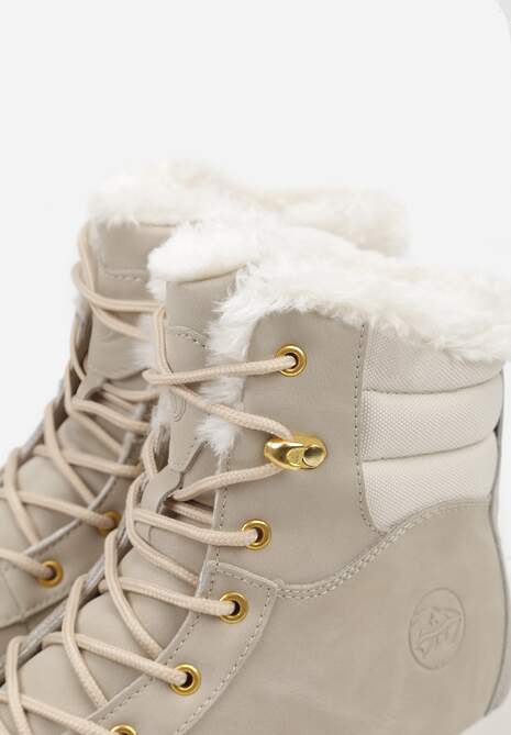 Beżowe Botki Trekkingowe na Platformie ze Sznurowaniem Labrinna 7