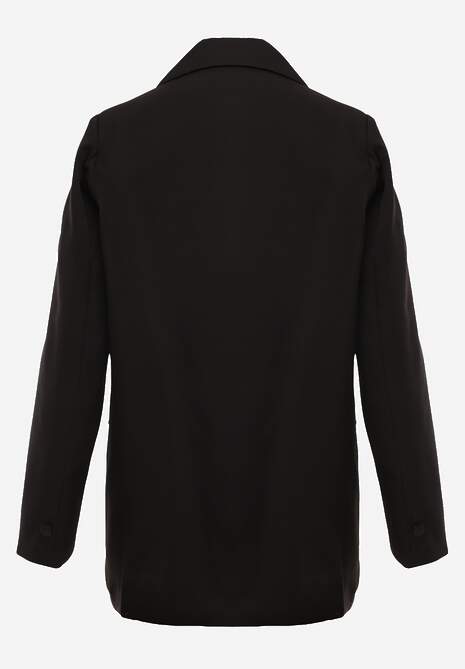 Czarna Pudełkowa Marynarka Dwurzędowa z Ozdobnymi Kieszeniami Salobine 7