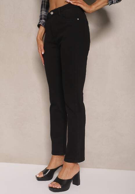 Czarne Skinny Jeansy z Bawełną High Waist Lorie 4