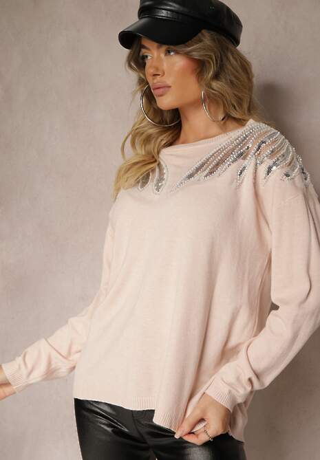 Pulover Nevarita Roz deschis 4