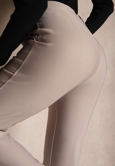 Jasnobeżowe Spodnie Bawełniane Dzwony High Waist z Wsuwanymi Kieszeniami Lorialvia 5