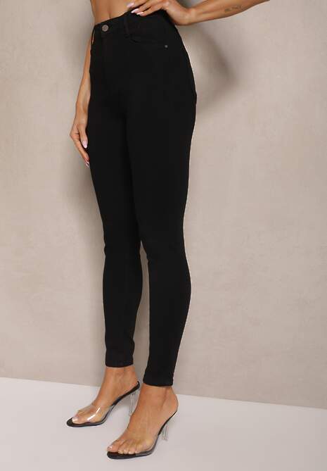 Czarne Elastyczne Jeansy o Kroju Skinny High Waist Darira 4