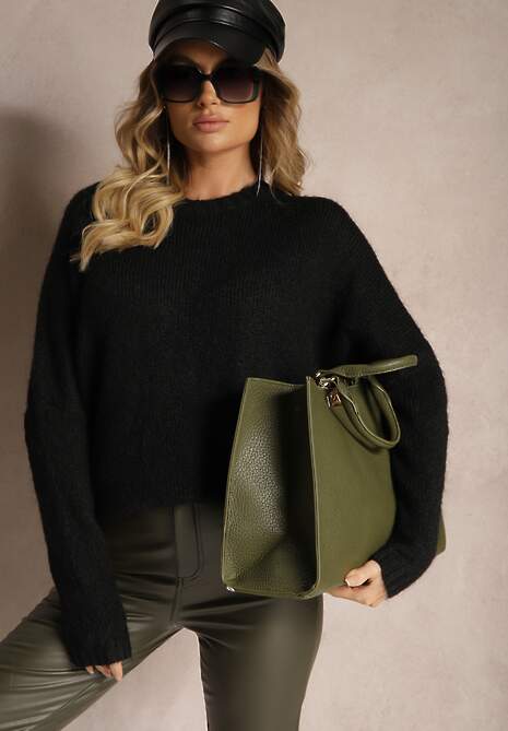 Czarny Casualowy Sweter Oversize Allethia 4