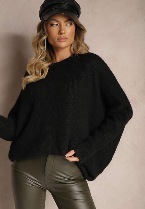 Czarny Casualowy Sweter Oversize Allethia