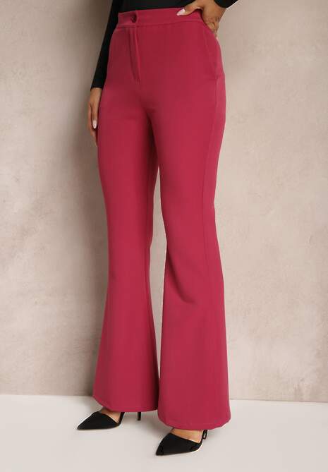 Ciemnoróżowe Spodnie Dzwony High Waist Enyselle 4