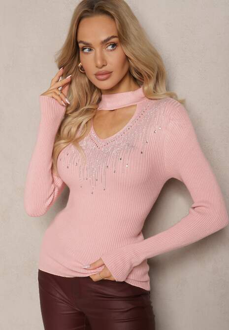 Pulover Clarissina Roz deschis 4