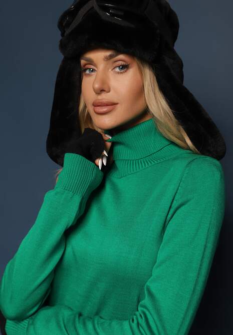 Pulover pe gât Felinia Verde închis 5