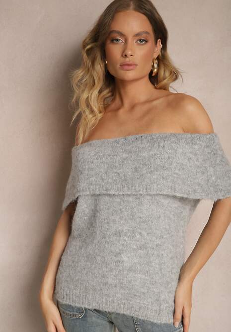 Pulover Inarose Gri deschis 4