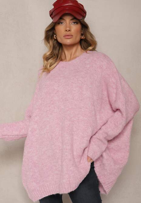 Różowy Casualowy Sweter Oversize Allethia 4