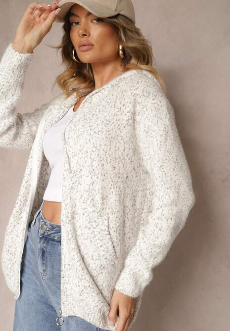 Cardigan Alb cu maro 4