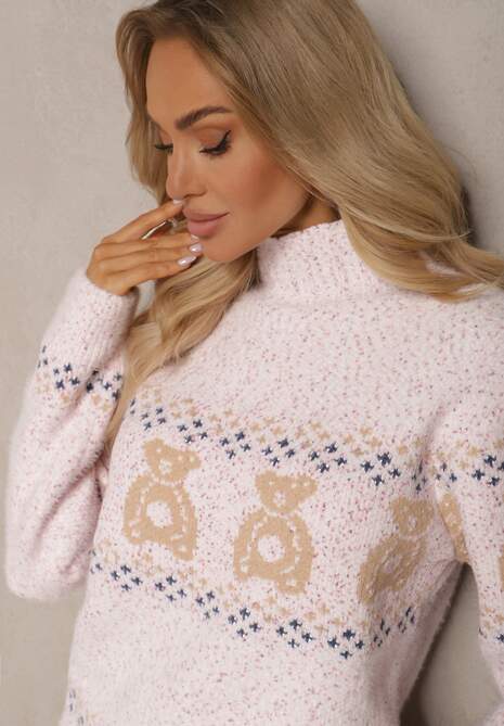 Pulover Roz deschis 5