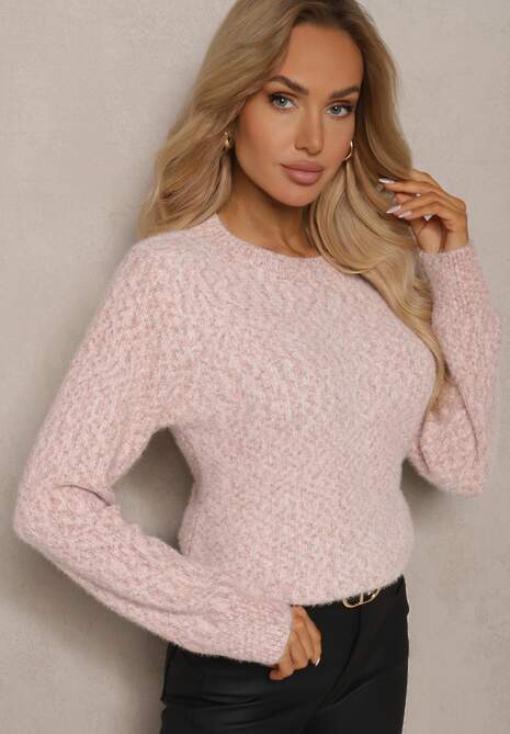 Różowy Sweter z Wełną w Klasycznym Stylu Zentina 4