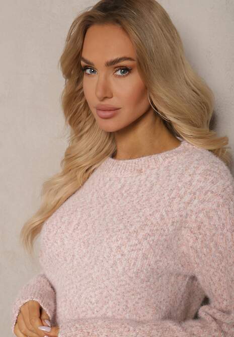 Różowy Sweter z Wełną w Klasycznym Stylu Zentina 5