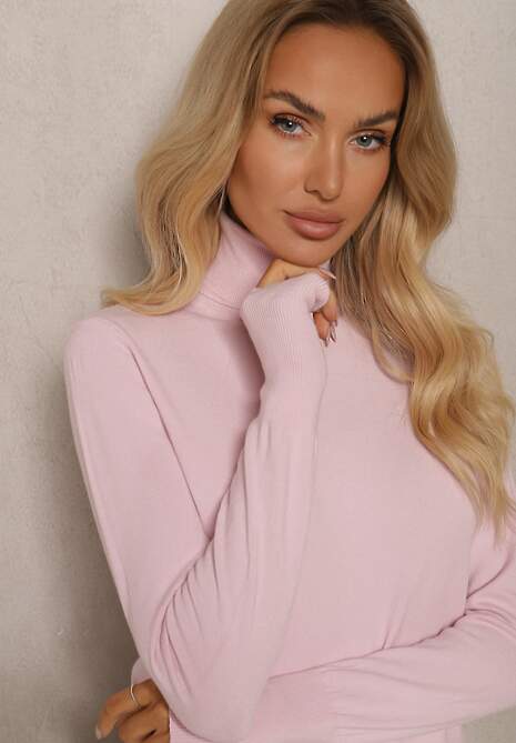 Pulover pe gât Izamia Roz deschis 5