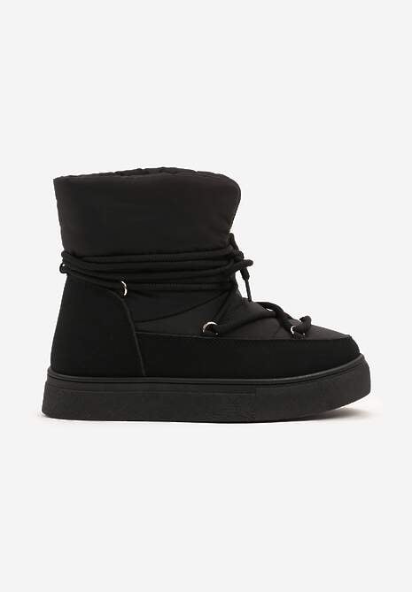 Czarne Śniegowce na Platformie ze Sznurowaniem Izatria 4