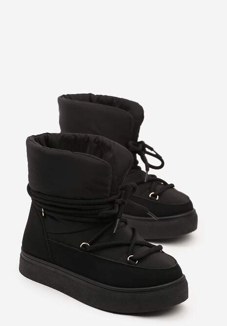 Czarne Śniegowce na Platformie ze Sznurowaniem Izatria 5