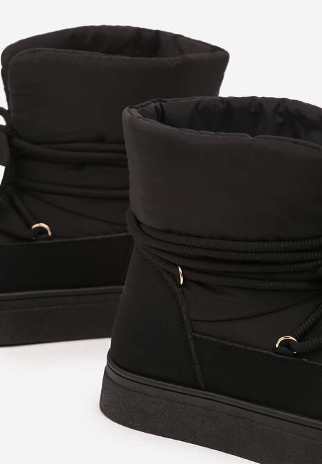 Czarne Śniegowce na Platformie ze Sznurowaniem Izatria 6