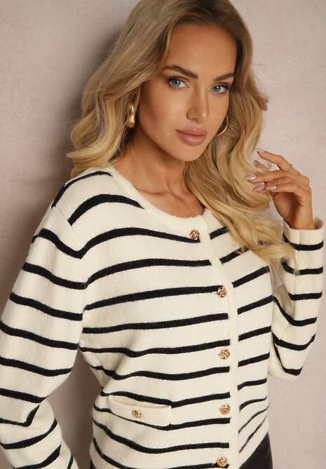 Cardigan Ediala Crem cu negru 5