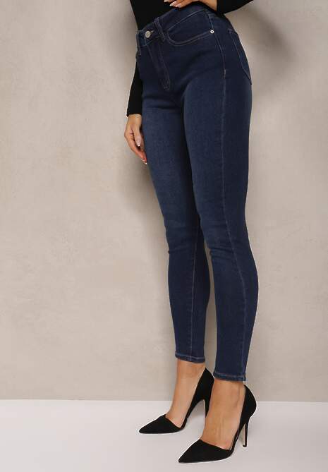 Granatowe  Jeansy Skinny Regular Waist Arinnisa 4