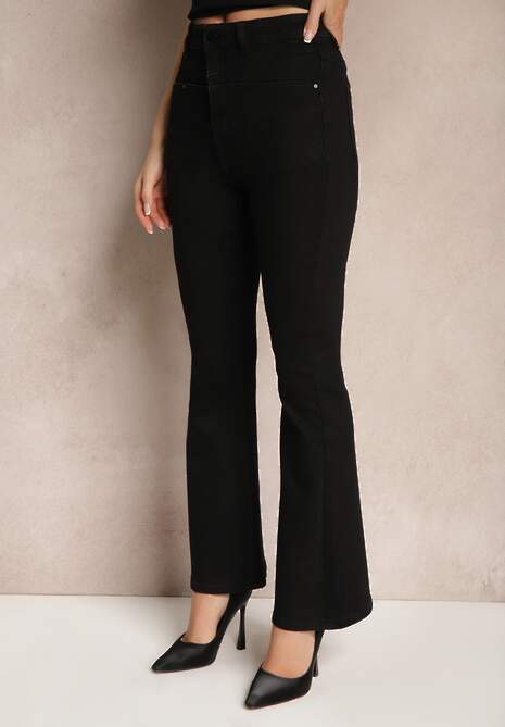 Czarne Jeansy High Waist o Kroju Flare Learella 4