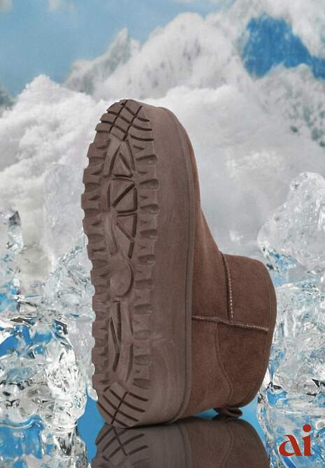 Brązowe Śniegowce z Imitacji Zamszu na Platformie z Niską Cholewką Reanirae