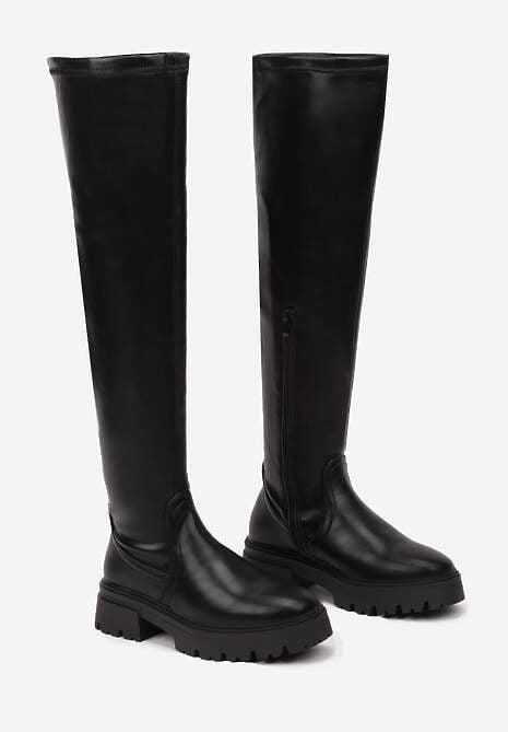 Czarne Kozaki z Przylegającą Cholewką za Kolano Resiera 5