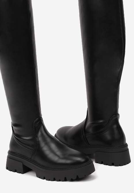 Czarne Kozaki z Przylegającą Cholewką za Kolano Resiera 6