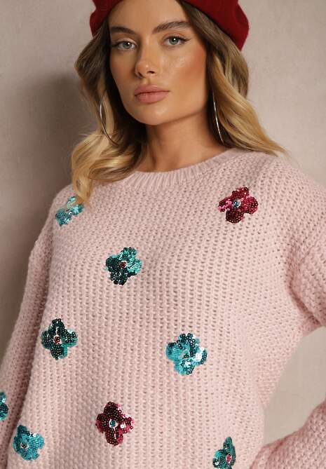 Pulover Edalora Roz deschis 5