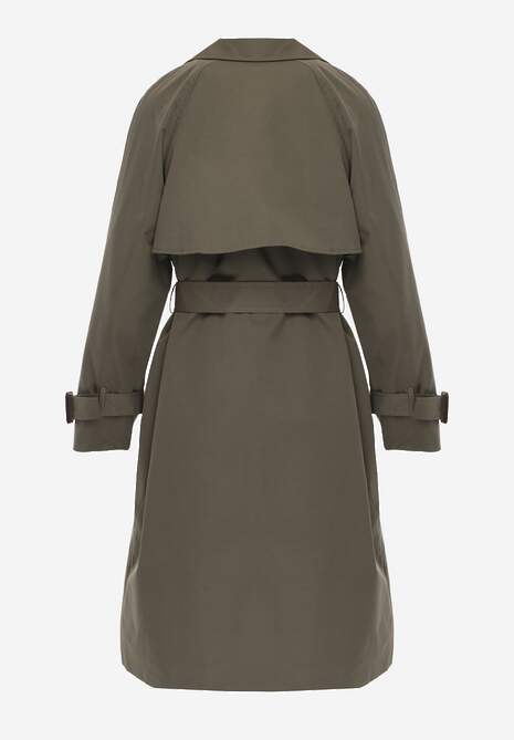 Zielony Dwurzędowy Płaszcz Trencz z Paskiem Ninnolia 7