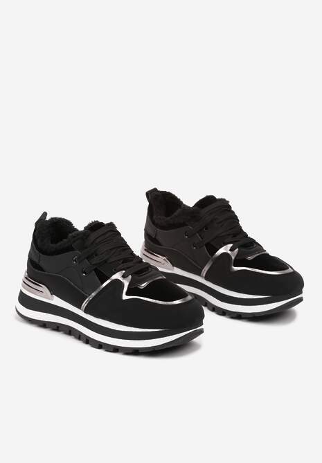 Czarne Sneakersy na Zimę z Futerkowym Ociepleniem Vertiste 5