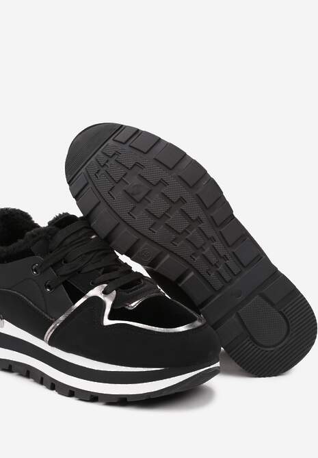 Czarne Sneakersy na Zimę z Futerkowym Ociepleniem Vertiste 6