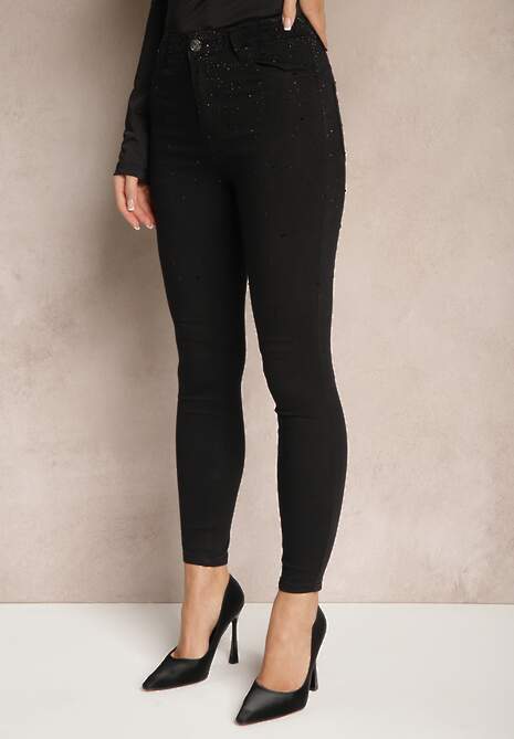 Czarne Jeansy z Bawełną w Stylu Skinny Cilana 4