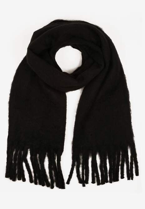 Czarny Szalik Ozdobiony Frędzlami Esalirea