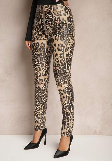 Pantaloni Ilanilith Bej cu negru 4
