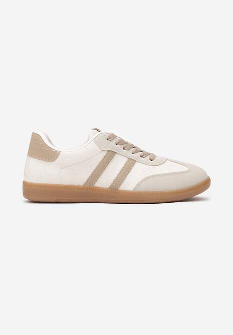 Beżowe Casualowe Sneakersy z Ekozamszu na Płaskiej Podeszwie Pemeriana 4