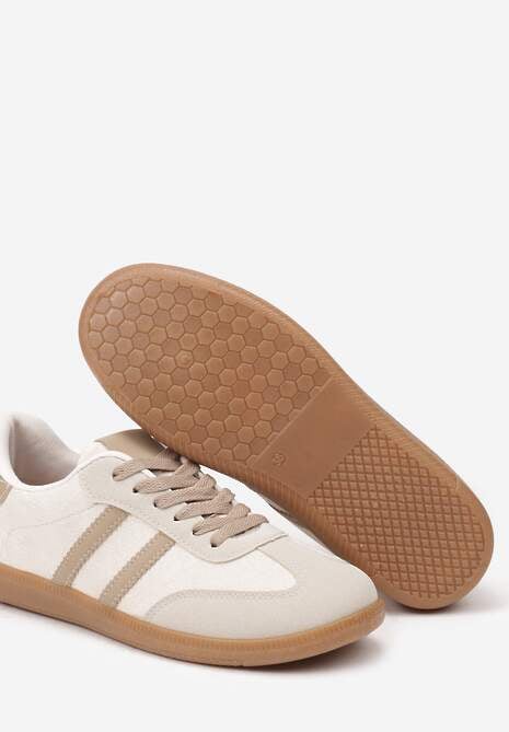 Beżowe Casualowe Sneakersy z Ekozamszu na Płaskiej Podeszwie Pemeriana 6