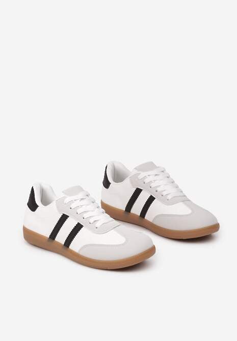 Białe Casualowe Sneakersy z Ekozamszu na Płaskiej Podeszwie Pemeriana 5