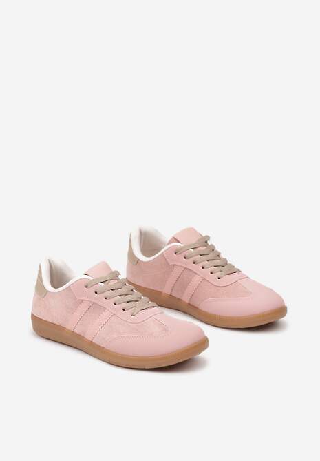 Różowe Casualowe Sneakersy z Ekozamszu na Płaskiej Podeszwie Pemeriana 5