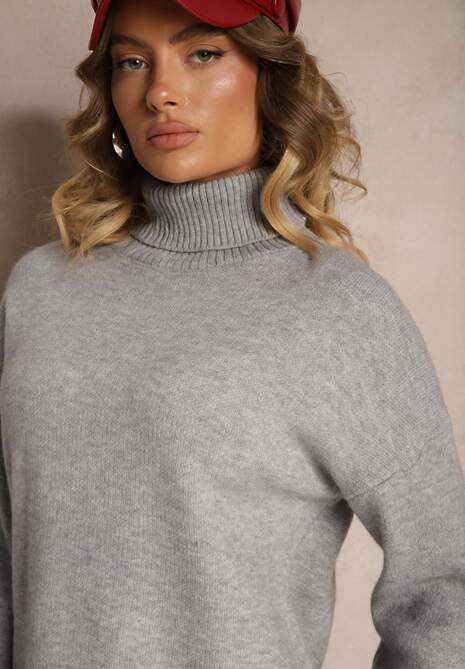 Pulover pe gât Filasia Gri deschis 5