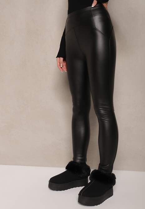 Czarne Legginsy High Waist z Ociepleniem Faladi 4