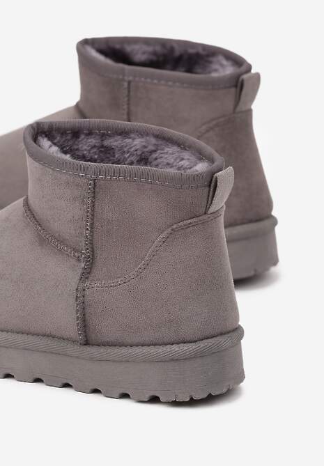 Szare Casualowe Ocieplane Śniegowce na Płaskiej Podeszwie Emelunetta 6