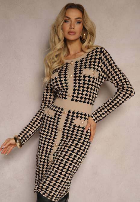 Rochie Delassea Bej cu negru 4