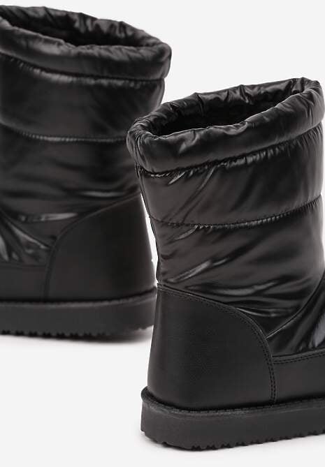 Czarne Pikowane Śniegowce na Płaskiej Podeszwie Raviti 6