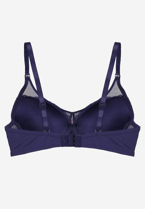 Granatowy Biustonosz Ozdobiony Transparentnymi Wstawkami i Koronką Brannor 6