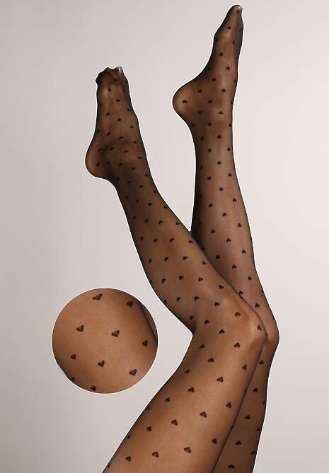 Czarne Rajstopy Modelujące w Serduszka 20 DEN Felione