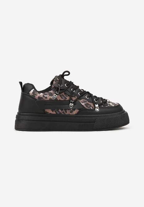 Czarne Sneakersy ze Wzorem w Panterkę Doridi 4